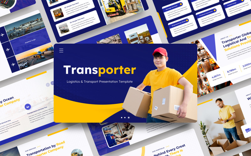 Transporter - Logistiek En Transport Sjablonen PowerPoint presentatie