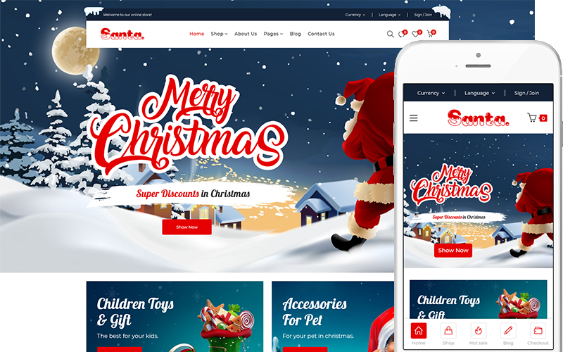 圣诞老人-圣诞礼物商店WooCommerce WordPress主题