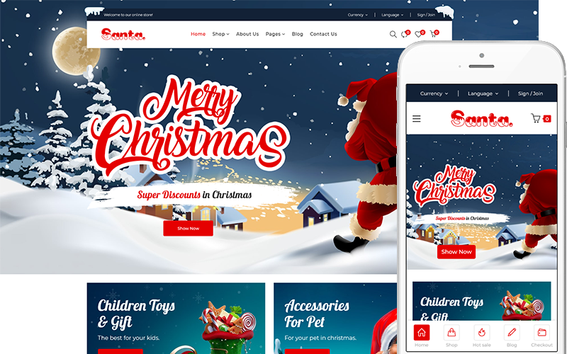 Santa - Obchod s vánočními dárky WooCommerce Téma WordPress