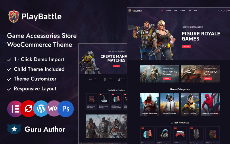 PlayBattle - Butik för videospel och elektroniktillbehör Elementor Woocommerce Responsive Theme