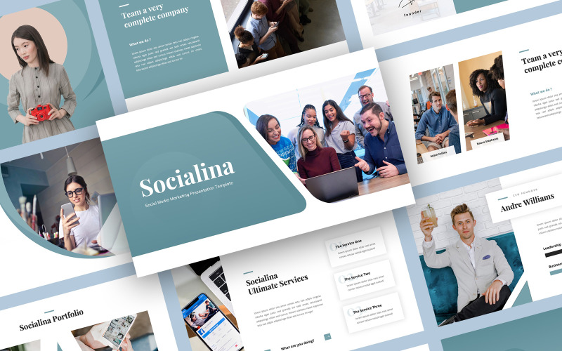 Socialina - Modèle de présentation de l'agence de marketing des médias sociaux