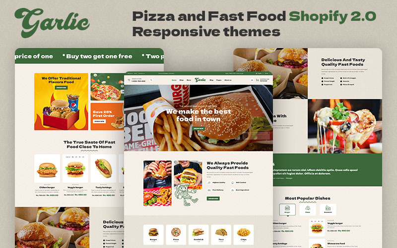 Aglio - Tema reattivo Shopify 2.0 multiuso per pizzerie, ristoranti e fast food