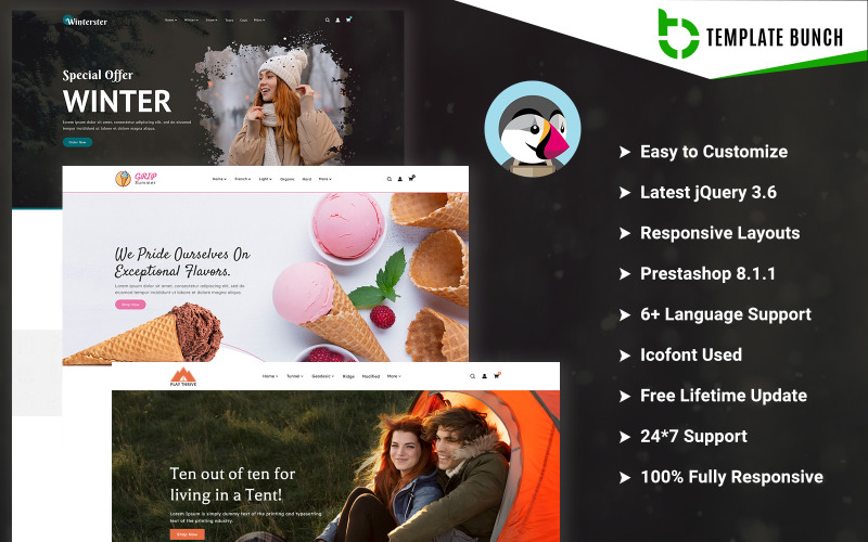 Amenity - Inverno ed estate con tenda - Tema Prestashop reattivo per l'e-commerce