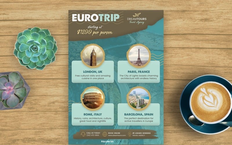 Flyer-Vorlage für Reisen und Touren