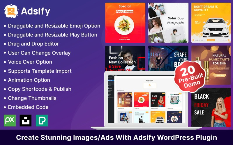 Plug-in WordPress per l'editor di immagini di Adsify
