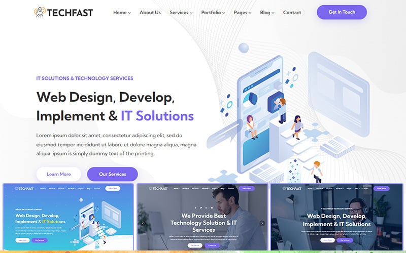 Techfast -商业服务 & IT解决方案多用途HTML5网站模板