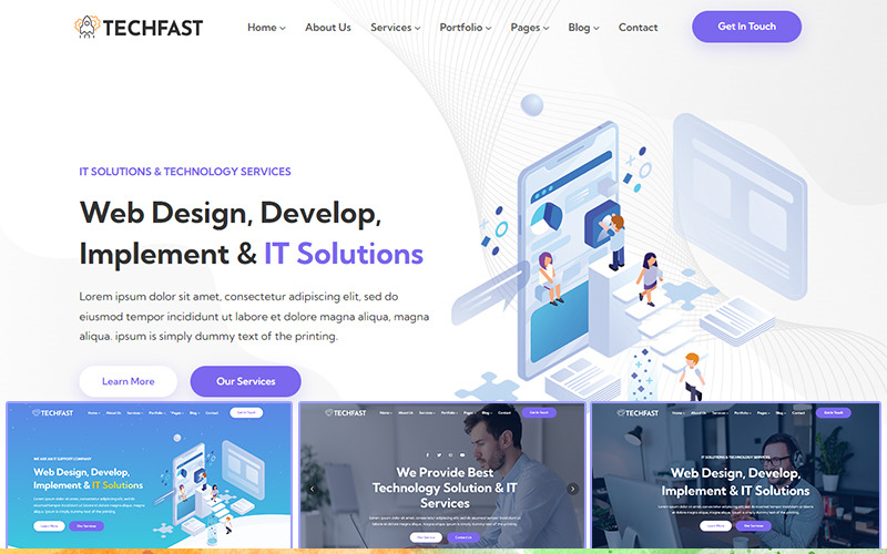 Techfast - Modèle de site Web HTML5 polyvalent pour les services aux entreprises et les solutions informatiques