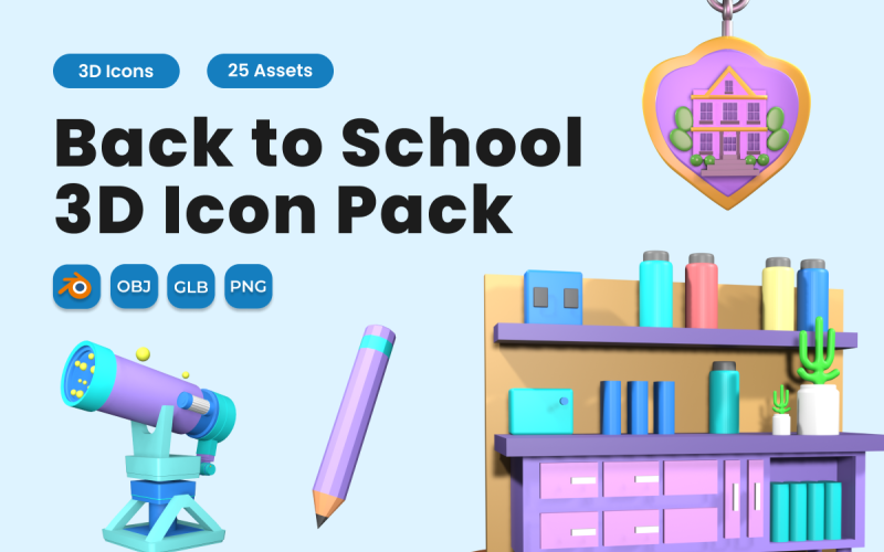 Zurück zur Schule 3D Icon Pack Band 3