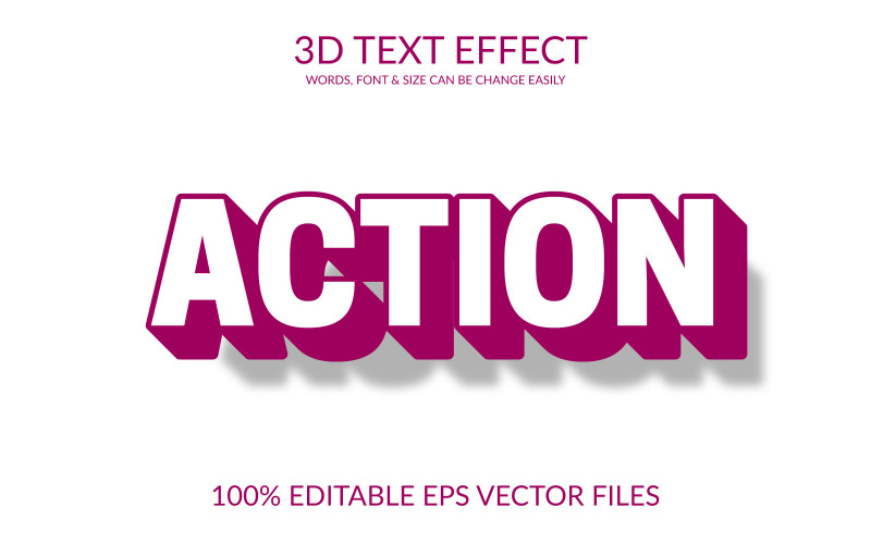 Actie 3D bewerkbare Vector Eps-teksteffectsjabloon