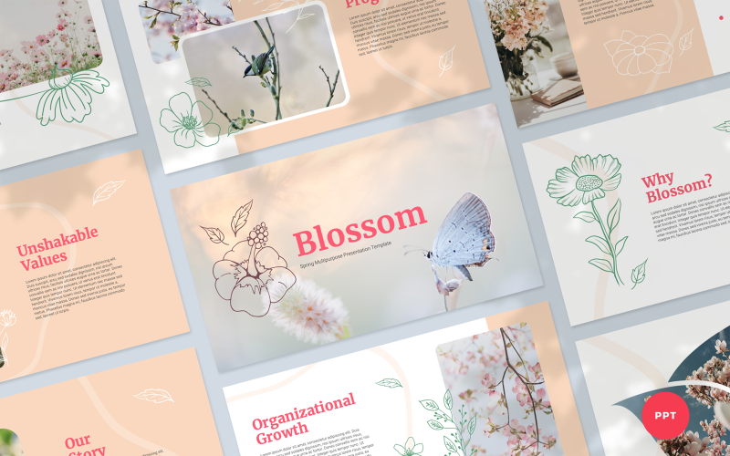 Blossom - modelo de PowerPoint de apresentação multiuso de primavera