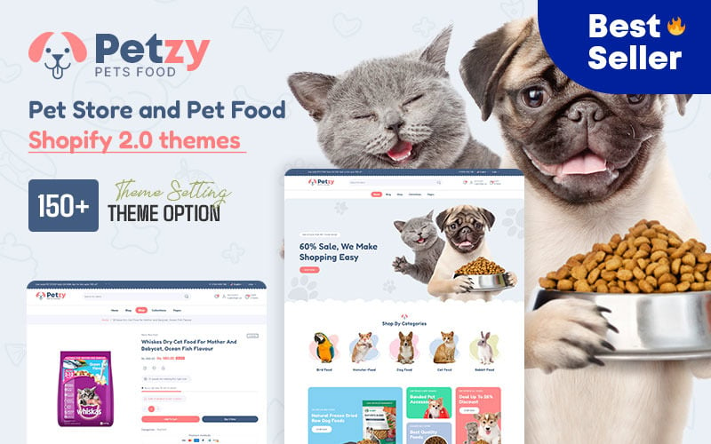 Petzy宠物店和宠物食品适应性主题Shopify 2.0 multipropósito
