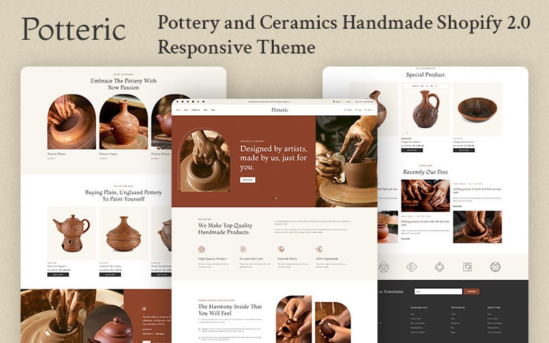 Potteric - Cerâmica artesanal e decoração de casa Multiuso Shopify 2.0 Tema responsivo