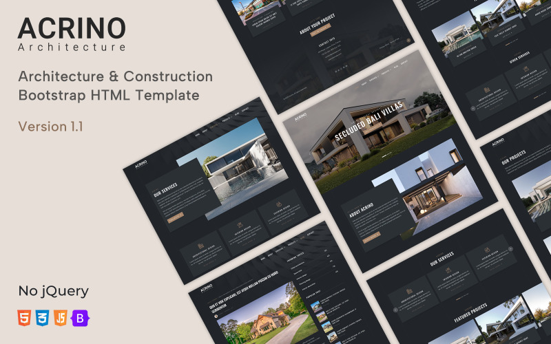 Acrine - HTML Bootstrap Architecture and Construction模板