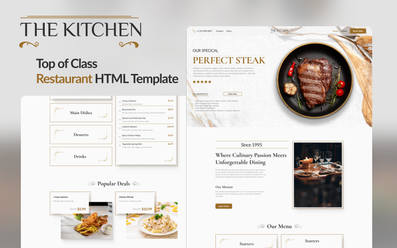 Feest je ogen: 'The Kitchen' Restaurant HTML-sjabloon voor hartige websites