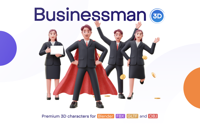 Jobly - Personnages 3D d'homme d'affaires