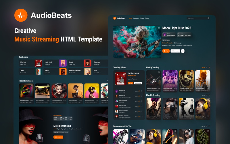 Libere o brilho musical com audioBeats: solução profissional de streaming de música em HTML