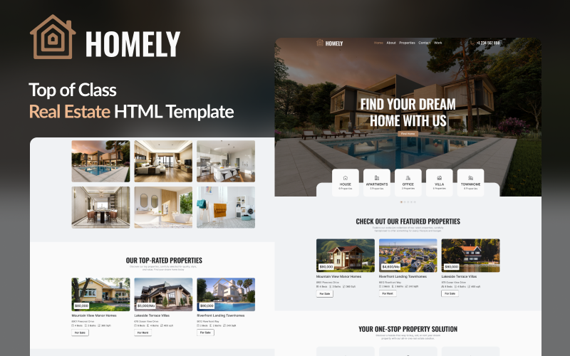 Homely - Your Comprehensive 房地产 HTML Template for Property Solution