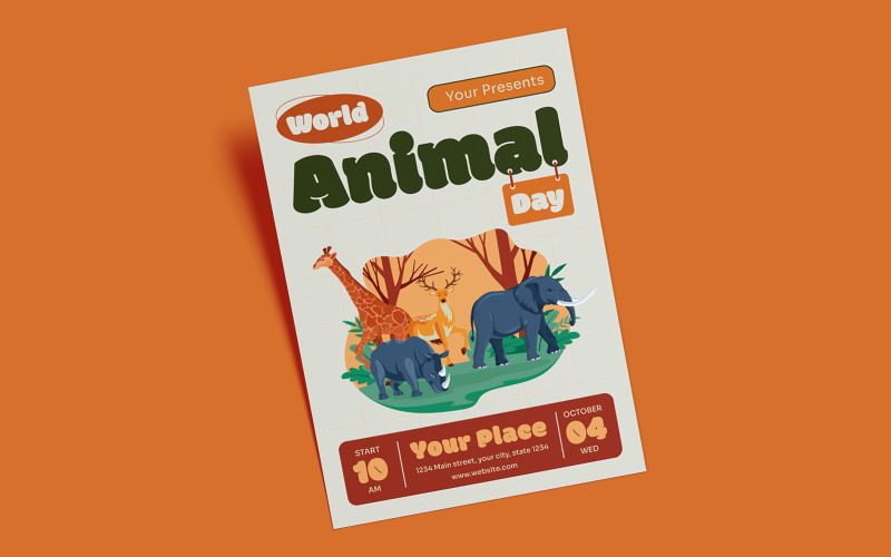 世界动物日传单模板