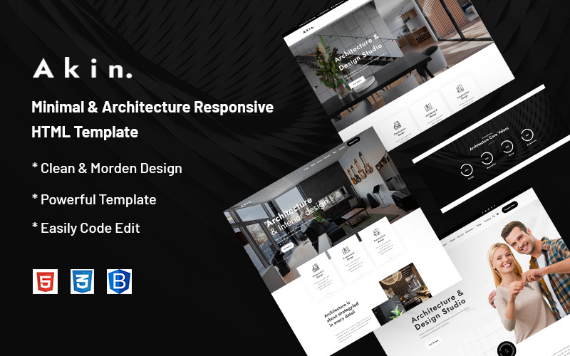 Akin -响应式网站模板的极简主义和建筑