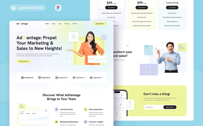 AdVantage SaaS Landing Page Figma Template