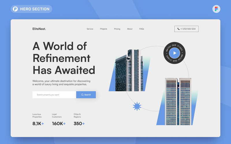 Elitenest Real Estate Hero Section Figma Template