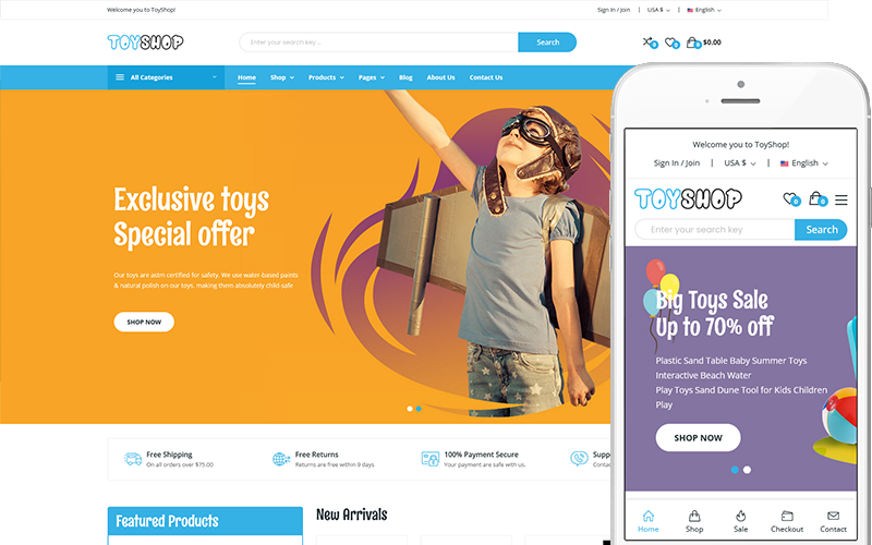 Магазин іграшок – тема WordPress WooCommerce для магазину дитячих іграшок