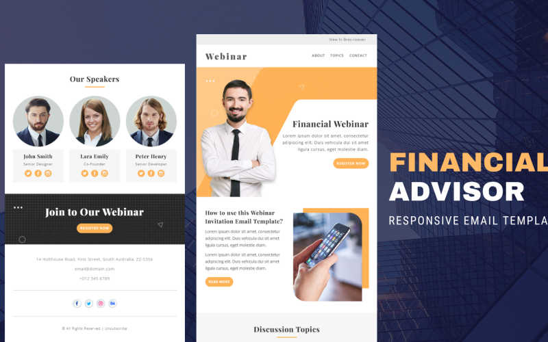 Webinar finansowy – responsywny szablon wiadomości e-mail