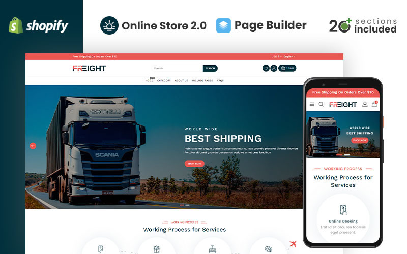 Fracht — Transport Motyw Shopify