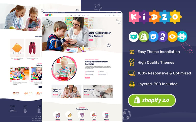 Kidzo - Shopify multifunctioneel responsief thema voor baby's, kinderen en speelgoed