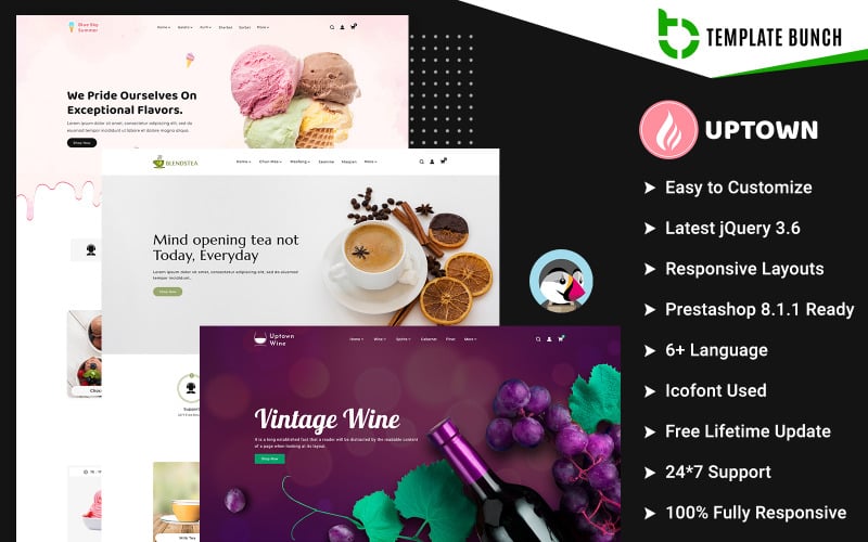 Uptown — Summer and Tea With Wine — адаптивная тема Prestashop для электронной коммерции