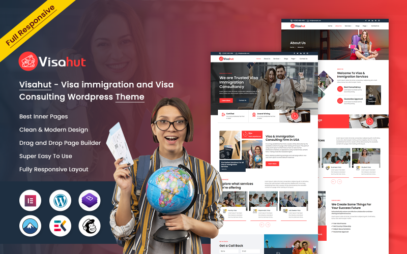 Visahut - Visa-Einwanderungs- and Visa-Beratungs-WordPress-Theme