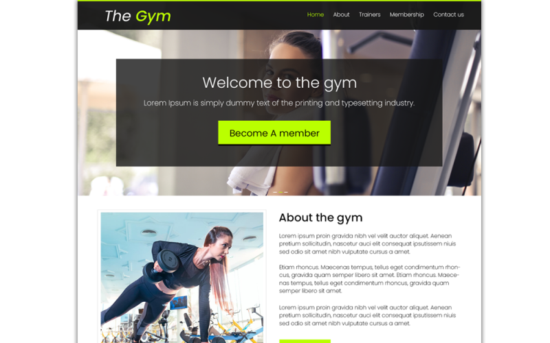 A Gym Psd webhelysablon