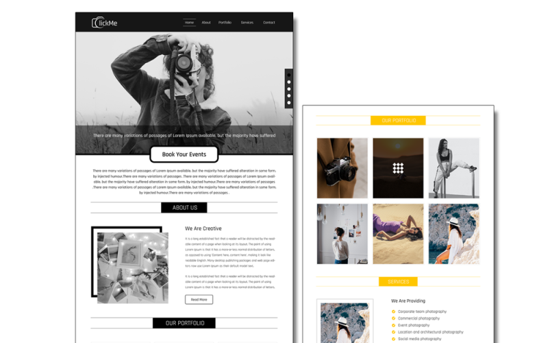 ClickMe Photography Psd веб-шаблон