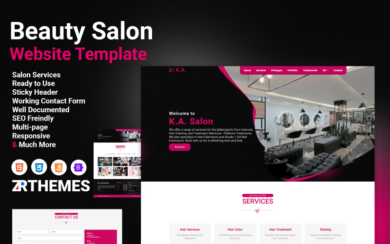 KA -响应式HTML5美容院网站模板