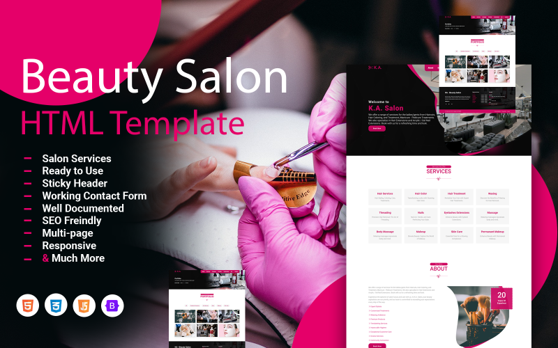 Modèle HTML réactif pour les services de salon de beauté