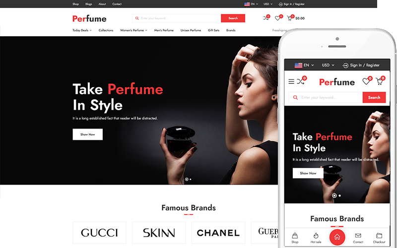 Parfum - Winkel voor cosmetica en parfums WooCommerce WordPress-thema