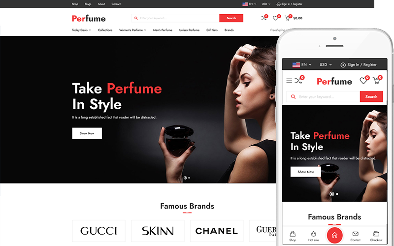 香水-化妆品 & Perfumes Store WooCommerce WordPress Theme
