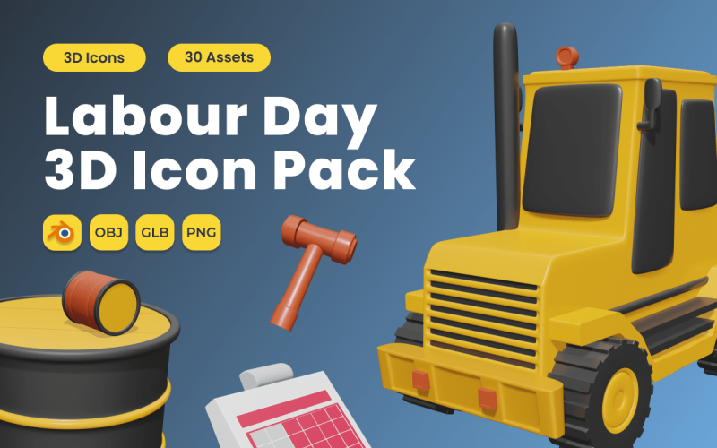 Labour Day 3D Icon Pack Vol 1