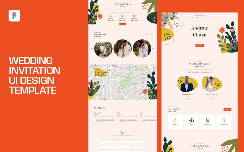 Bröllopsinbjudan UI designmall