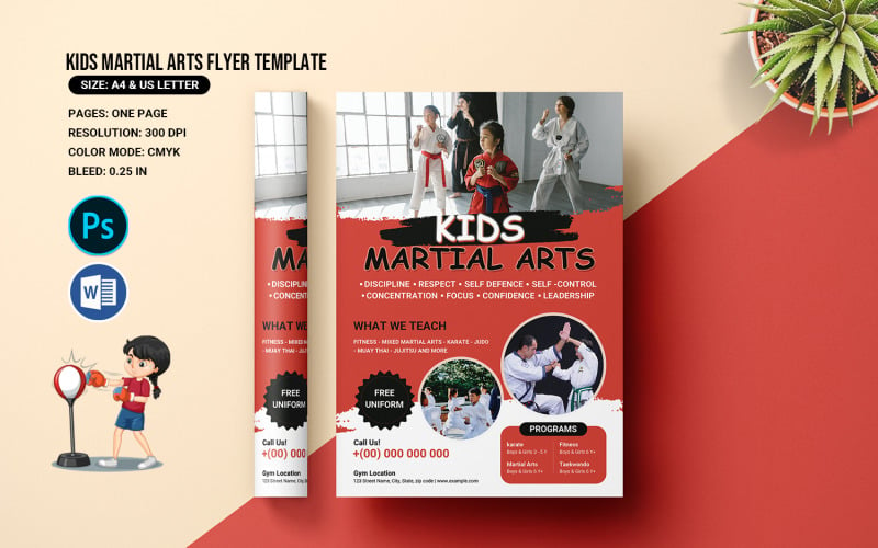 Kids Martial Arts Flyer Template. MS Word and Photoshop