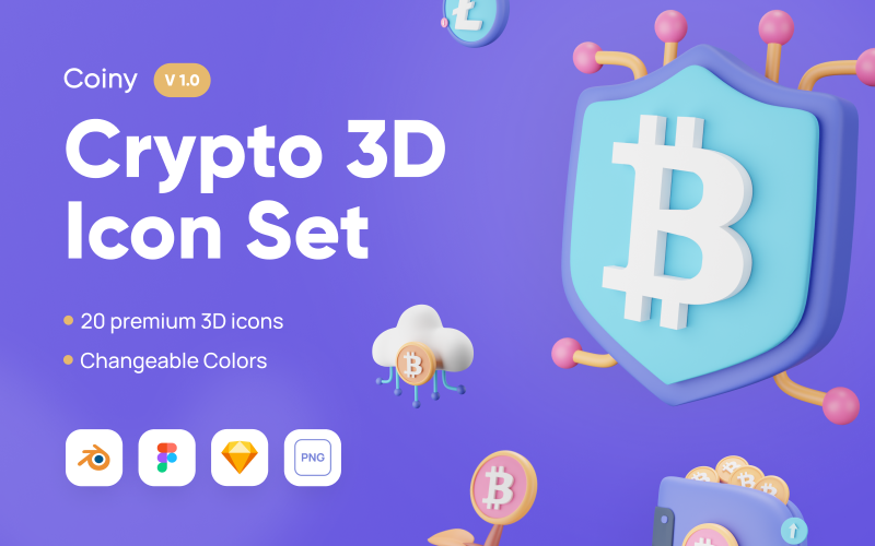 Moneta - zestaw ikon Crypto 3D