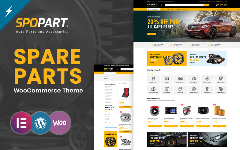 Spopart - Auto-onderdelen en werktuigmachines Elementor WooCommerce-thema's