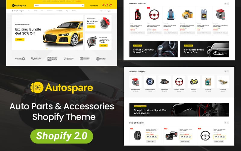 Aautospare - Tema responsivo do Shopify 2.0 para loja de peças e acessórios de automóveis