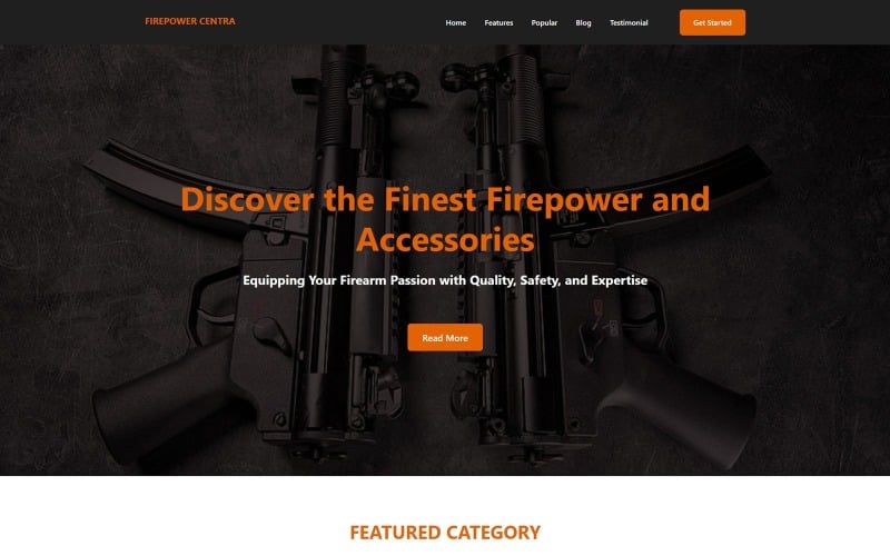 Firepower Centra - Premium Gun Shop Landing Page Template