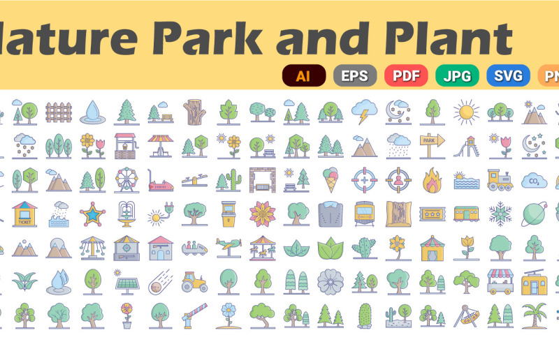植物和自然公园图标包| IA | SVG | EPS
