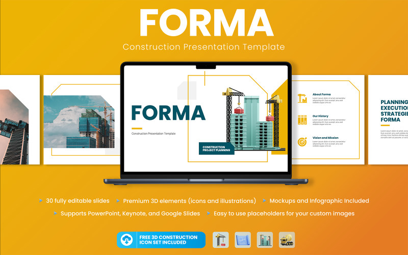 Forma - 施工演示文稿 PowerPoint 模板