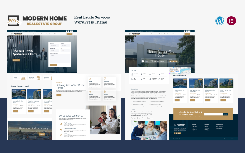 Modern Home - Real Estate Services & Agent WordPress Theme