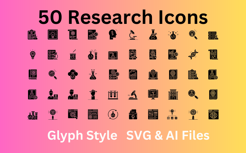 Ensemble d'icônes de recherche 50 icônes de glyphes - Fichiers SVG et AI