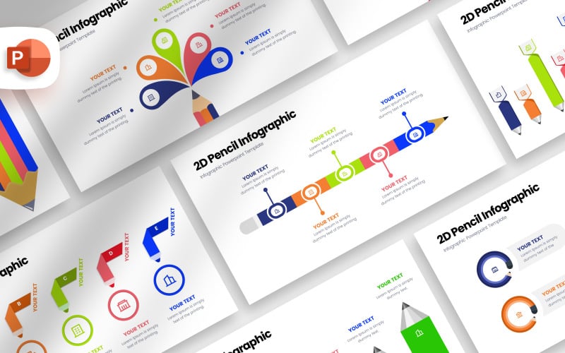 2D ceruza Infographic bemutató sablon