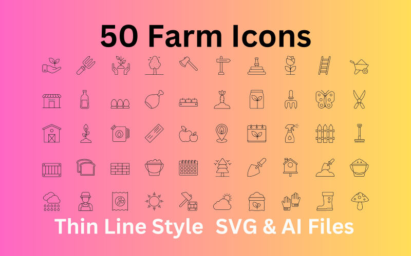 Farm Icon Set 50 dispositionsikoner - SVG och AI-filer